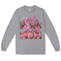 Heather Grey i wear pink for my mom Long Sleeve Tee - CowGirlArtShop