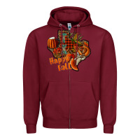 Burgundy happy fall texas Zipper Hoodie - CowhideDigitalArt
