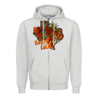 Dove Grey happy fall texas Zipper Hoodie - CowhideDigitalArt