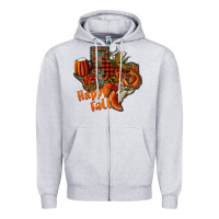 Heather Grey happy fall texas Zipper Hoodie - CowhideDigitalArt