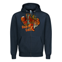 Navy happy fall texas Zipper Hoodie - CowhideDigitalArt