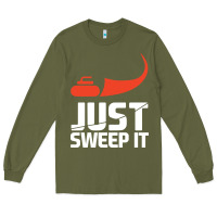 Army Green just sweep it! funny curling sports gift hoodie Long Sleeve Tee - lanVoArt