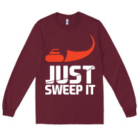 Burgundy just sweep it! funny curling sports gift hoodie Long Sleeve Tee - lanVoArt