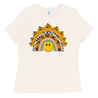 Bone fall smiley face groovy rainbow Ladies Tee - BarkalooDesign