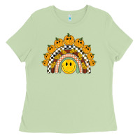 Matcha fall smiley face groovy rainbow Ladies Tee - BarkalooDesign