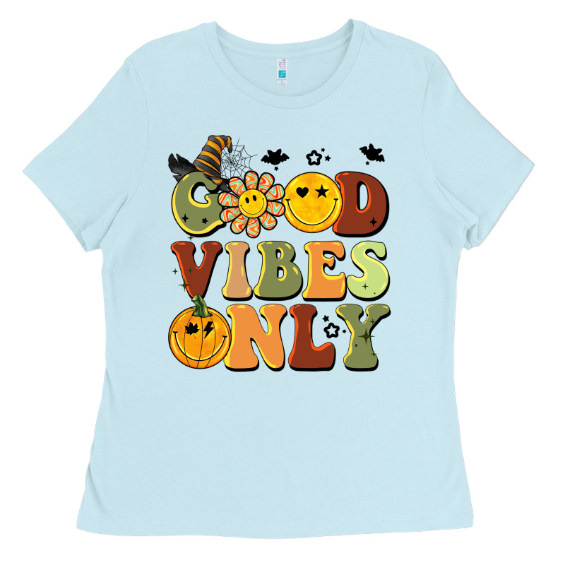Halloween Good Vibes Only Ladies Tee by BarkalooDesign | Teevron