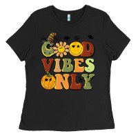 Black halloween good vibes only Ladies Tee - BarkalooDesign