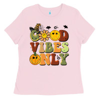 Bubblegum Pink halloween good vibes only Ladies Tee - BarkalooDesign