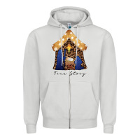 Dove Grey True Story Black Zipper Hoodie - CowhideDigitalArt