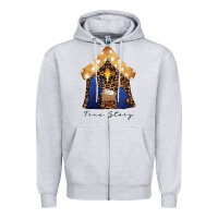 Heather Grey True Story Black Zipper Hoodie - CowhideDigitalArt