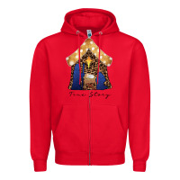 Red True Story Black Zipper Hoodie - CowhideDigitalArt