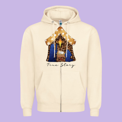 True Story Black Zipper Hoodie Designed By Cowhidedigitalart