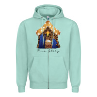 Seafoam True Story Black Zipper Hoodie - CowhideDigitalArt