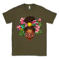 Army Green Afro Woman Summer Classic Tee - texasbilliewilder