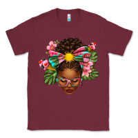 Burgundy Afro Woman Summer Classic Tee - texasbilliewilder