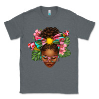Charcoal Heather Afro Woman Summer Classic Tee - texasbilliewilder