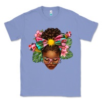 Colony Blue Afro Woman Summer Classic Tee - texasbilliewilder