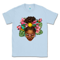 Dusty Blue Afro Woman Summer Classic Tee - texasbilliewilder