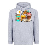 Heather Grey Breakfast Coffee Cups Heavyweight Hoodie - Artiststas