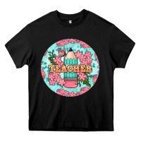 Black teacher floral pencil round earring Heavy Core Tee - BundleAndBundleShop