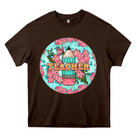 Chocolate Brown teacher floral pencil round earring Heavy Core Tee - BundleAndBundleShop