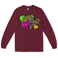 Burgundy mardi gras hearts Long Sleeve Tee - CowGirlArtShop