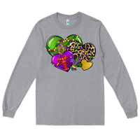 Heather Grey mardi gras hearts Long Sleeve Tee - CowGirlArtShop
