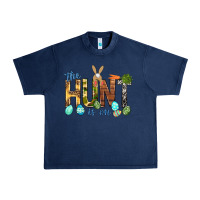 Navy The hunt is on with eggs Easter Day Urban Heavy Tee - HowdyJamesFarm