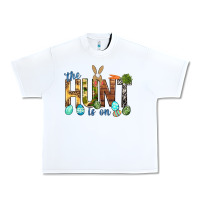 White The hunt is on with eggs Easter Day Urban Heavy Tee - HowdyJamesFarm