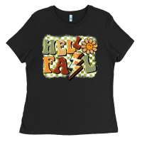 Black groovy hello fall Ladies Tee - BarkalooDesign