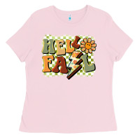 Bubblegum Pink groovy hello fall Ladies Tee - BarkalooDesign