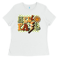 White groovy hello fall Ladies Tee - BarkalooDesign