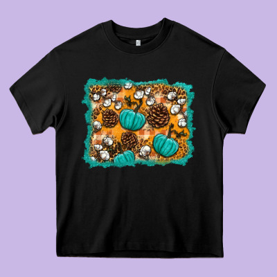 Fall Pumpkin Distressed Background Heavy Core Tee Designed By Bundleandbundleshop