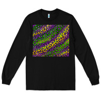 Black mardi gras leopard background Long Sleeve Tee - RanaPortraitStore