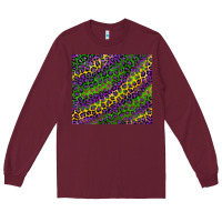 Burgundy mardi gras leopard background Long Sleeve Tee - RanaPortraitStore