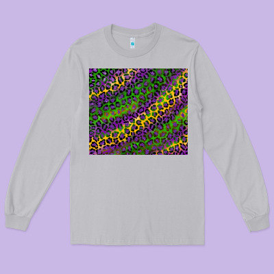 Mardi Gras Leopard Background Long Sleeve Tee Designed By Ranaportraitstore