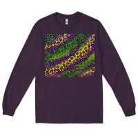 Plum mardi gras leopard background Long Sleeve Tee - RanaPortraitStore