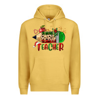 Antique Gold Christmas Teacher Pencil Premium Hoodie - FaDigitalArtStudio
