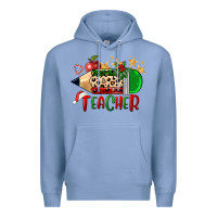 Colony Blue Christmas Teacher Pencil Premium Hoodie - FaDigitalArtStudio