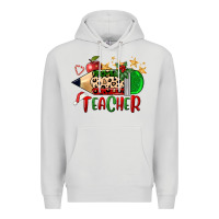 Dove Grey Christmas Teacher Pencil Premium Hoodie - FaDigitalArtStudio