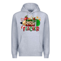 Heather Grey Christmas Teacher Pencil Premium Hoodie - FaDigitalArtStudio