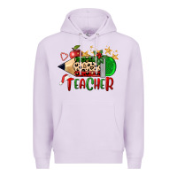 Lilac Christmas Teacher Pencil Premium Hoodie - FaDigitalArtStudio