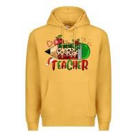 Mustard Christmas Teacher Pencil Premium Hoodie - FaDigitalArtStudio