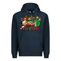 Navy Christmas Teacher Pencil Premium Hoodie - FaDigitalArtStudio