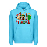 Ocean Blue Christmas Teacher Pencil Premium Hoodie - FaDigitalArtStudio