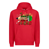 Red Christmas Teacher Pencil Premium Hoodie - FaDigitalArtStudio