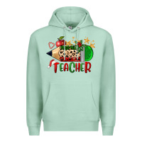 Seafoam Christmas Teacher Pencil Premium Hoodie - FaDigitalArtStudio
