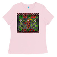 Bubblegum Pink dead inside but it's Christmas dancing skeletons Ladies Tee - BarkalooDesign