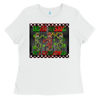 White dead inside but it's Christmas dancing skeletons Ladies Tee - BarkalooDesign