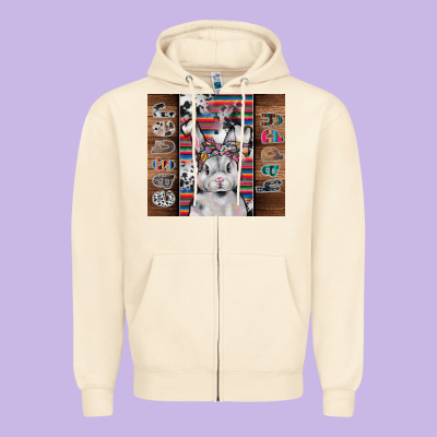 Happy Easter Zipper Hoodie Designed By Cowhidedigitalart